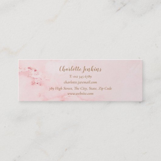 Patisserie Pink Marmor Rolling Button Konditorei K Mini Visitenkarte (Rückseite)