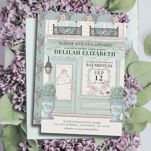 Patisserie QR Green Bat Mitzvah Einladung