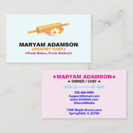 Patisserie Rolling Pin | Floral Bakery Logo Slogan Visitenkarte