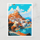 Patmos Greece Vintage Reise Illustration Postkarte (Vorderseite)