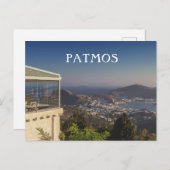 Patmos Griechenland Aussicht von oben auf die Inse Postkarte (Vorne/Hinten)