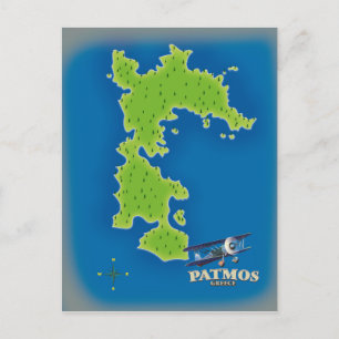 Patmos Griechenland-Inselkarte Postkarte