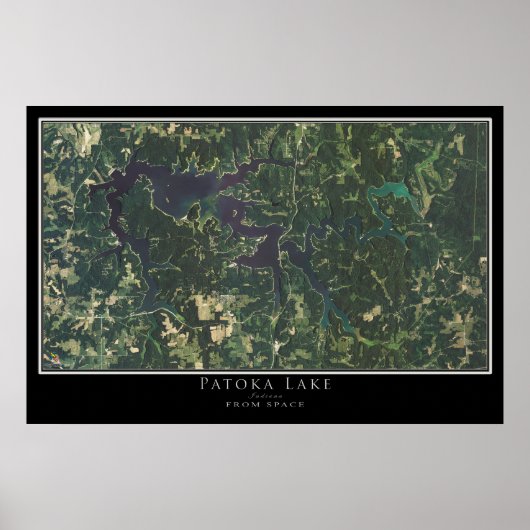 Patoka Lake Indiana Satellite Poster Karte (Vorne)