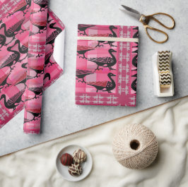 Patos Negros en un tejido rosa Geschenkpapier