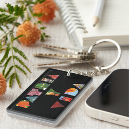 Patria y Vida Black Floral Letters Schlüsselanhänger