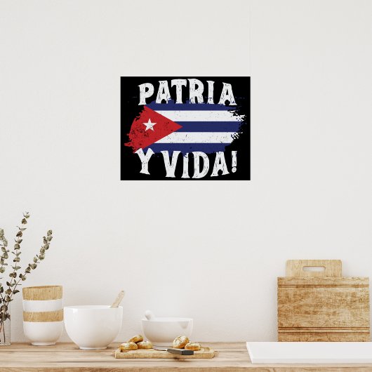 Patria Y Vida Free Cuba Libre Kuban Flag Poster (Küche)