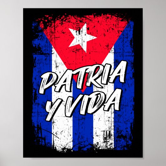 Patria Y Vida Viva Cuba Libre kubanische Flagge Poster (Vorne)