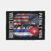 Patria Y Vida Viva Kuba Frei Patriotisch Retro USA Fleecedecke (Vorderseite (Horizontal))