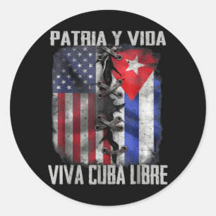 Patria Y Vida Viva Kuba Frei Patriotisch Retro USA Runder Aufkleber