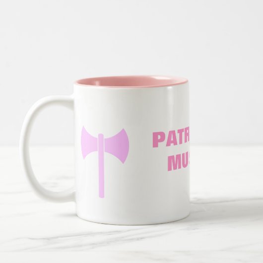 PATRIARCHY MUSS GEHEN! ZWEIFARBIGE TASSE (Links)