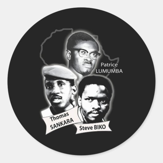 Patrice Lumumba Thomas Sankara Steve Biko Runder Aufkleber (Vorderseite)