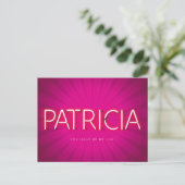 Patricia Name in leuchtenden Neonleuchten Postkarte (Stehend Vorderseite)