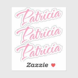 Patricia Name in rosa kurvenreicher Schriftart x3 Aufkleber