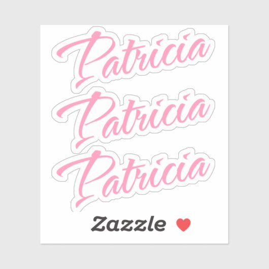 Patricia Name in rosa kurvenreicher Schriftart x3 Aufkleber (Blatt)