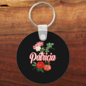 Patricia Name With Flowers Schlüsselanhänger (Vorderseite)