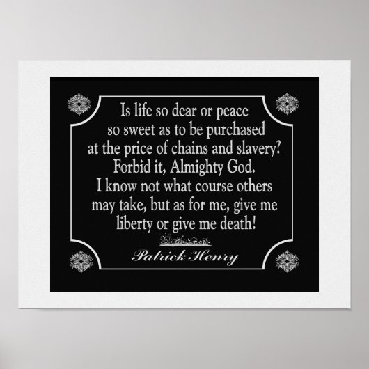 Patrick Henry Speech Zitat - Kunstdruck Poster (Vorne)
