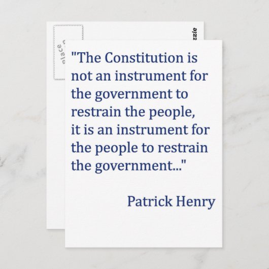 Patrick Henry Verfassung Zitat Postkarte (Vorne/Hinten)