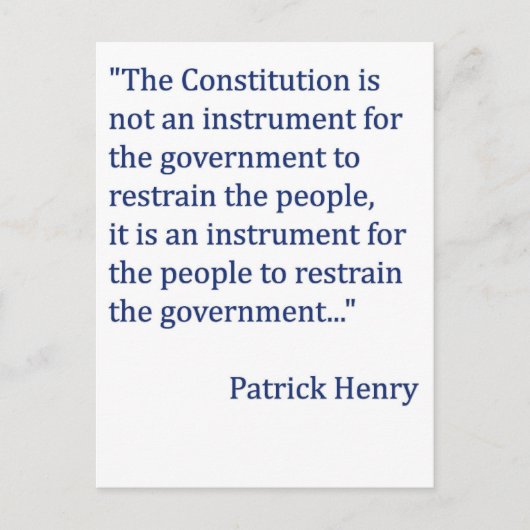 Patrick Henry Verfassung Zitat Postkarte (Vorderseite)