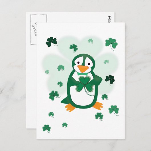 Patrick Penguin St. Patrick's Day Postcard Postkarte (Vorne/Hinten)