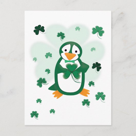 Patrick Penguin St. Patrick's Day Postcard Postkarte (Vorderseite)