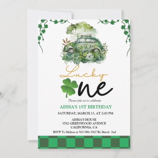 Patrick's Day First Birthday Party Glück Eins Part Einladung (Vorderseite)