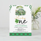 Patrick's Day First Birthday Party Glück Eins Part Einladung (Stehend Vorderseite)