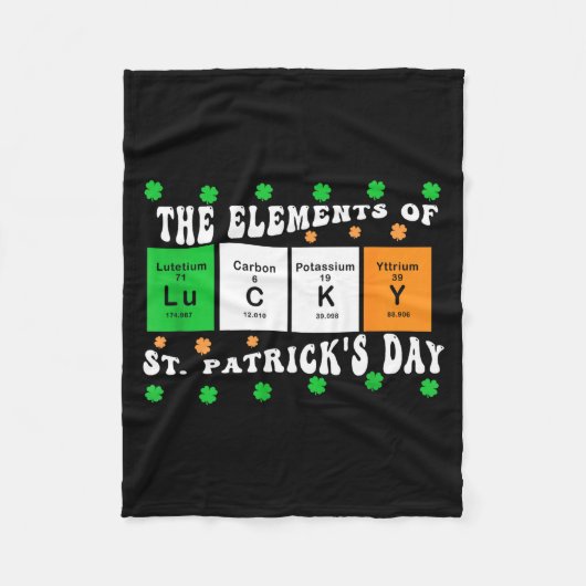Patricks Day Funny Elements Of Lucky Periodic Tabl Fleecedecke (Vorderseite)