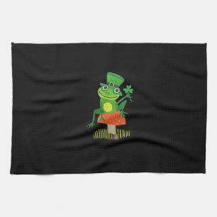 Patricks Day Funny Frog Kleeblatt Mushroom Cottage Geschirrtuch