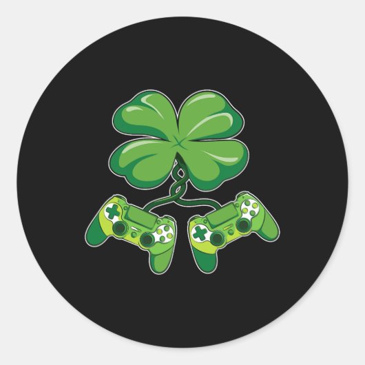 Patrick's Day Gamer Funny Video Game Controller Sh Runder Aufkleber (Vorderseite)