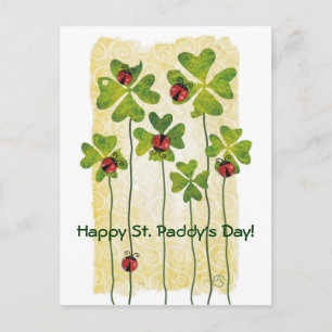 Patrick's Day Klee & Ladybugs Postkarte