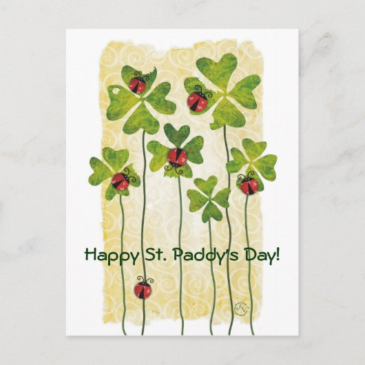 Patrick's Day Klee & Ladybugs Postkarte (Vorderseite)