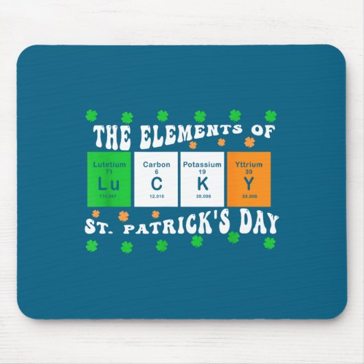 Patrick's Day Lustige Elemente des Glücks Perioden Mousepad (Vorne)