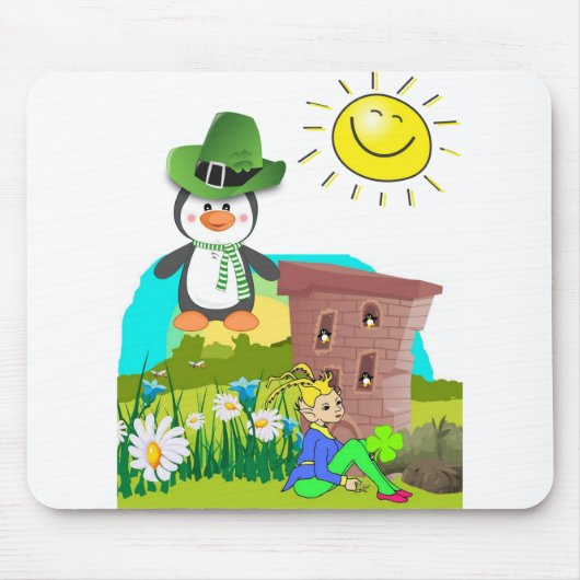 Patrick's Day Pinguin Leprechaun Mousepad (Vorne)
