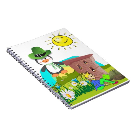 Patrick's Day Pinguin Leprechaun Notizblock (Rechte Seite)