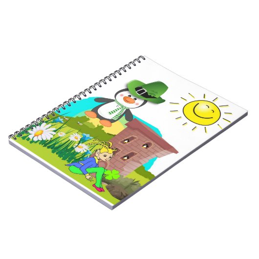 Patrick's Day Pinguin Leprechaun Notizblock (Linke Seite)