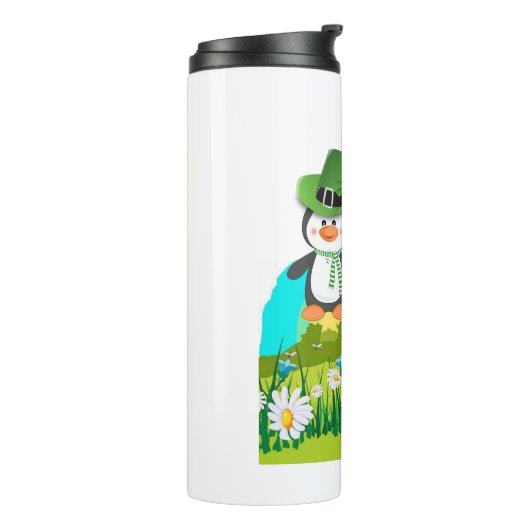 Patrick's Day Pinguin Leprechaun Thermosbecher (Nach links gedreht)