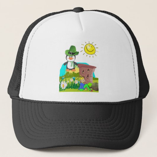 Patrick's Day Pinguin Leprechaun Truckerkappe (Vorderseite)