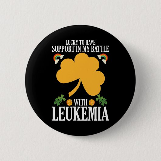 Patricks Day Vierblättriges Kleeblatt Leukemia Awa Button (Vorderseite)
