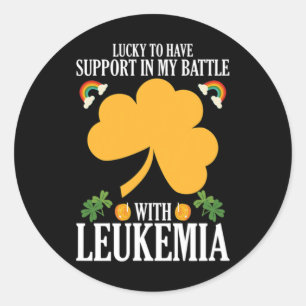 Patricks Day Vierblättriges Kleeblatt Leukemia Awa Runder Aufkleber