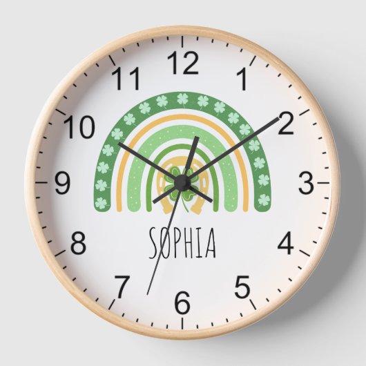 Patrick's Rainbow und Name Clock Patrick's Girls Uhr (Vorderseite)