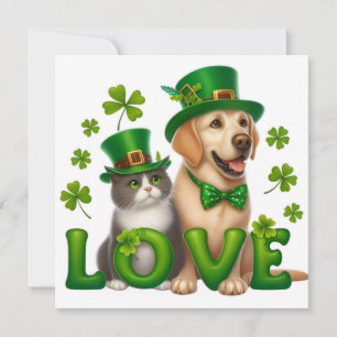 Patricks Tag Katze und Hund Feiertagskarte