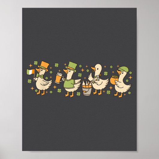 Patricks Tag, lustige Gans, Kleeblatt, Bier-Gesche Poster (Vorne)