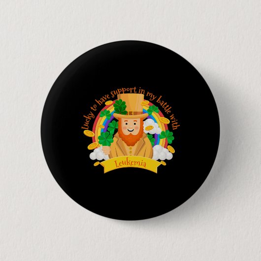 Patricks Vierblättriges Kleeblatt Leprechaun Leuke Button (Vorderseite)