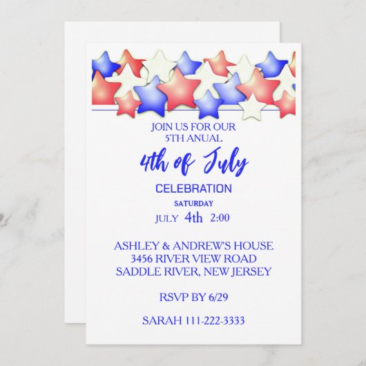 Patriot 4. Juli Party Einladung (Vorne/Hinten)