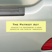 Patriot Act, weil die Regierung mehr… ist Autoaufkleber (Auf Auto)