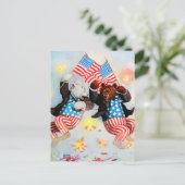 Patriot-Bär feiern den amerikanischen Postkarte (Stehend Vorderseite)