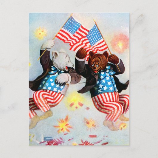 Patriot-Bär feiern den amerikanischen Postkarte (Vorderseite)