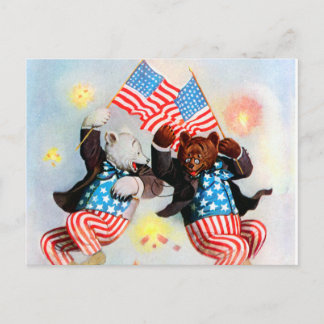 Patriot Bear Celebrate der Amerikanische Unabhängi Postkarte