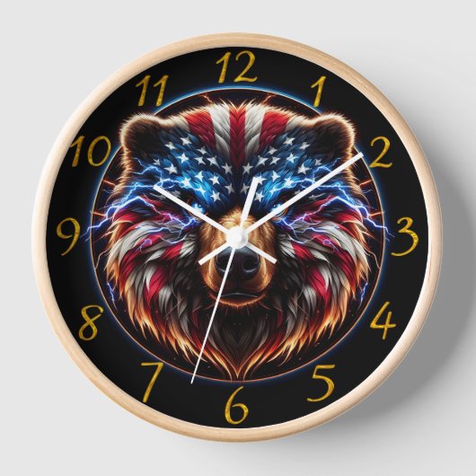Patriot Bear mit Flaggenkrone Uhr (Vorderseite)