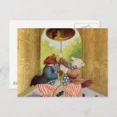 Patriot Bears Ring the Liberty Bell Postkarte (Vorne/Hinten)